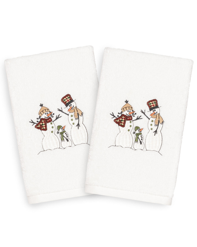 Linum Home Textiles Set Of 2 Christmas Snow Family Hand Towels