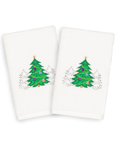 Linum Home Textiles Set Of 2 Christmas Three Trees Hand Towels