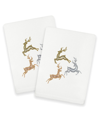 Linum Home Textiles Xmas Leaping Deer Embroidered 2-pc. Hand Towel In White