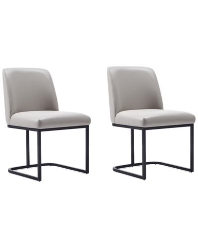 Manhattan Comfort Serena Dining Chair, Set Of 2 In Light Gray