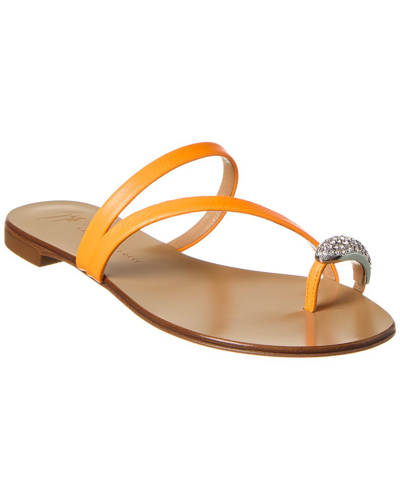 Giuseppe Zanotti Rock Leather Sandal In Orange
