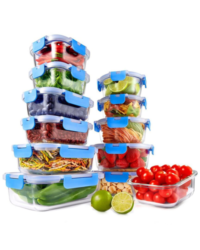 Nutrichef 12pc Blue Glass Container Set In Clear