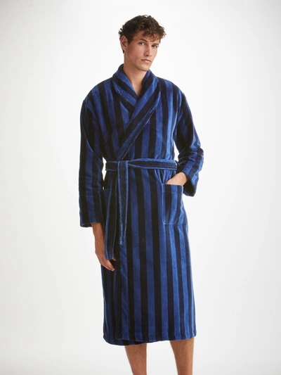 Derek Rose Men's Bathrobe Aston Terry Cotton Navy
