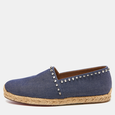 Pre-owned Christian Louboutin Blue Denim Spike Trim Espadrille Size 40