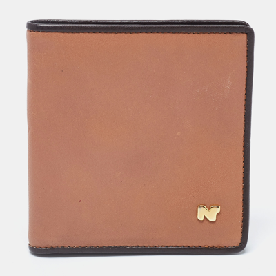 Pre-owned Nina Ricci Two Tone Brown Leather Bifold Compact Wallet