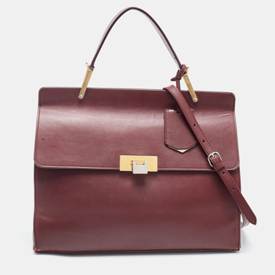 Pre-owned Balenciaga Burgundy Leather Le Dix Cartable Top Handle Bag