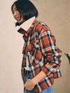 Faherty Surf Flannel Overshirt Jacket In Hunter Umber Plaid