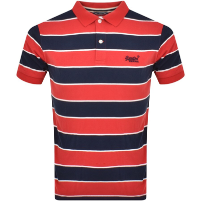 Superdry Stripes Polo T Shirt Red