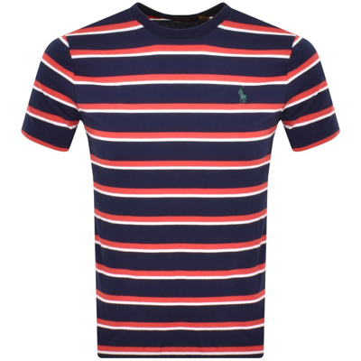 Ralph Lauren Logo Stripe T Shirt Navy