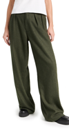 DENIMIST DOUBLE PLEAT WIDE LEG PANTS DARK OLIVE