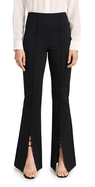 Alice And Olivia Emiko Black Split-hem Cady Trousers
