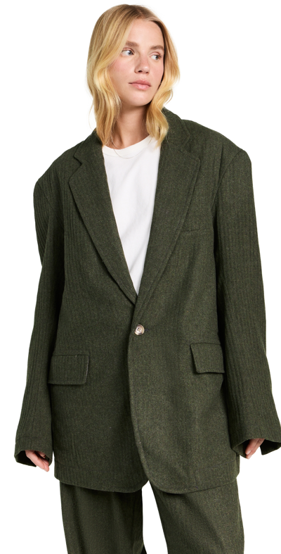 Denimist Deconstructed Blazer In Dark Olive