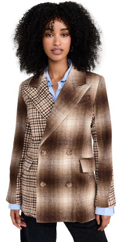 Avec Les Filles Combo Blazer In Fawn Combo