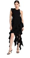 Simkhai Wilda Sleeveless Cascade Dress In Black