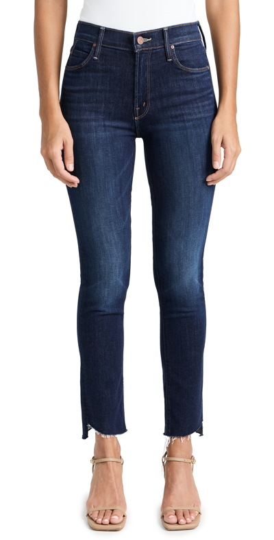 Mother The Mid Rise Dazzler Ankle Step Jean In Blue