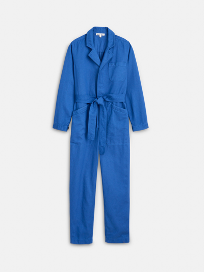 Alex Mill Standard Zip Jumpsuit In Drapey Cotton Twill In Washed Cobalt