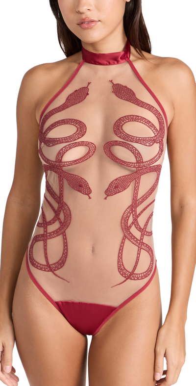 Thistle And Spire Medusa Bodysuit In Oxblood/butterscotch