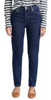 Re/done High Rise Skinny Jeans Dark Rinse 27 In Dark Rinse