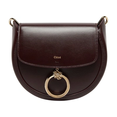 Chloé Arlene Leather Saddle Crossbody Bag In Deep_violine