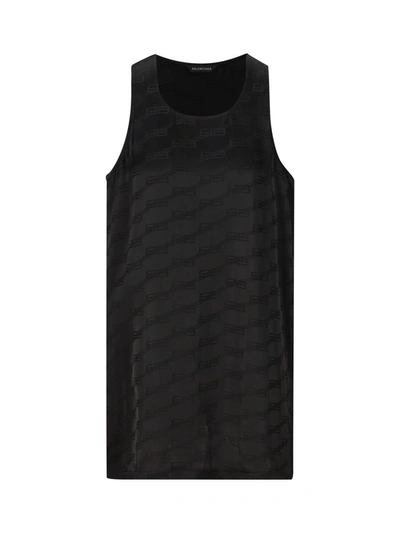 Balenciaga Abito Stile Canotta Bb Monogram Da Donna In Nero In Black