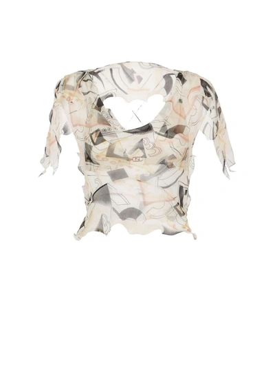 Fendi Abstract Print Chiffon Top In Multicolor