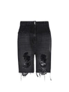 Givenchy Distressed Denim Bermuda Shorts In Black