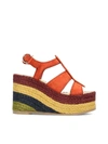 Ferragamo Strappy Wedge Heel Espadrilles In Orange