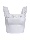 BCBGENERATION RUFFLE SQUARE NECK CROP TOP