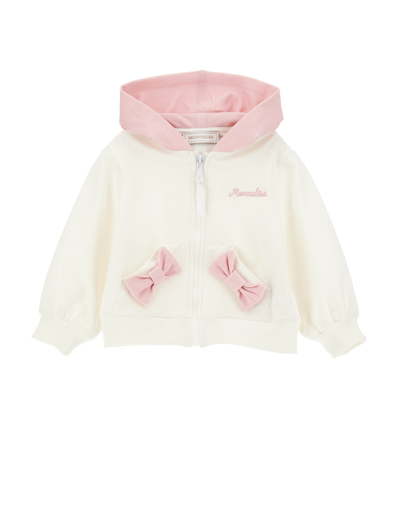 Monnalisa Hoodie With Bows In Cream