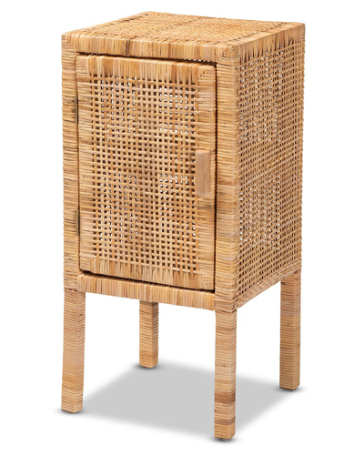 Baxton Studio Vivan Rattan 1-door Nightstand In Brown