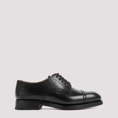 Gucci Interlocking G Leather Lace-up Shoes In Black