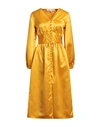 Connor & Blake Woman Midi Dress Ocher Size S Viscose In Yellow