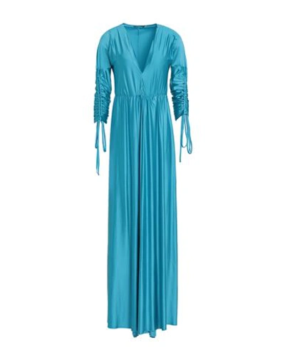 Miss Unike Woman Maxi Dress Turquoise Size 6 Polyester, Elastane In Blue