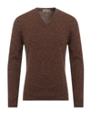 Irish Crone Man Sweater Camel Size Xl Alpaca Wool, Polyamide, Wool In Brown