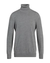 Drumohr Man Turtleneck Grey Size 44 Merino Wool In Grey