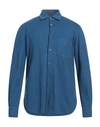Aspesi Man Shirt Navy Blue Size 3xl Cotton In Navy Blue