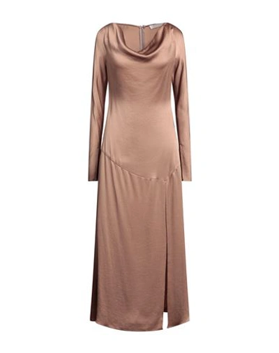 Vanessa Cocchiaro Woman Midi Dress Light Brown Size 4 Acetate, Viscose In Beige