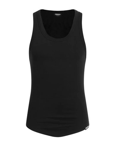 Dsquared2 Man Undershirt Black Size Xxl Cotton, Elastane In Black