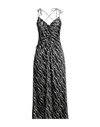 Sandro Ruched Printed Twill Midi Slip Dress In Black
