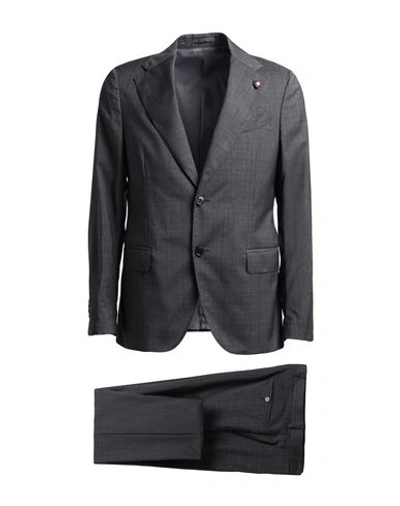 Lardini Man Suit Lead Size 42 Polyester, Wool In Grey