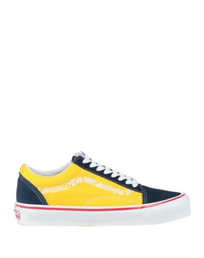 Vans Vault Man Sneakers Yellow Size 11 Soft Leather, Textile Fibers In Navy Blue