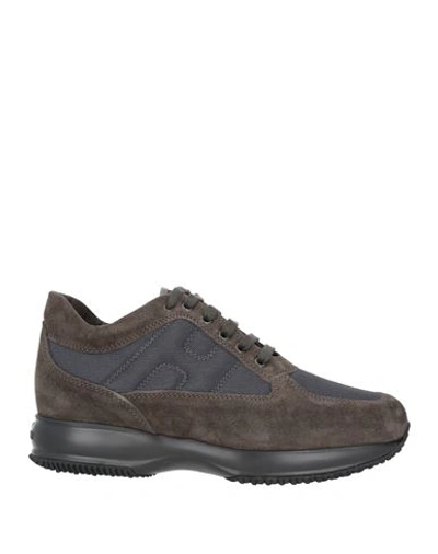 Hogan Man Sneakers Navy Blue Size 9.5 Soft Leather, Textile Fibers In Grey