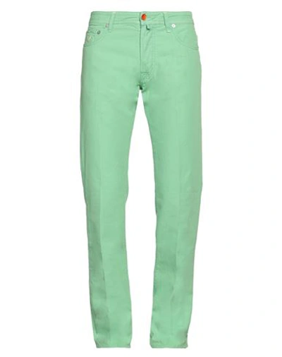 Jacob Cohёn Man Pants Light Green Size 30 Cotton, Linen In Green
