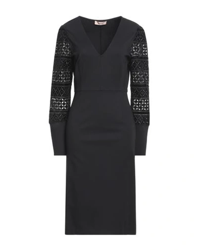 Twinset Woman Midi Dress Black Size 10 Viscose, Polyamide, Elastane, Polyester