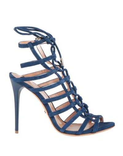 Elisabetta Franchi Woman Sandals Blue Size 5 Soft Leather