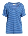 Vicolo Woman T-shirt Azure Size Onesize Cotton, Elastane In Blue