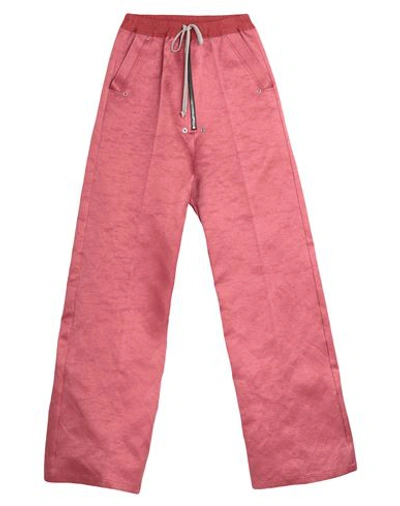 Rick Owens Man Pants Coral Size 32 Cotton, Silk In Red