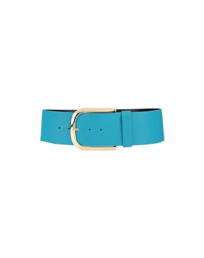 Erika Cavallini Woman Belt Turquoise Size L Soft Leather In Blue