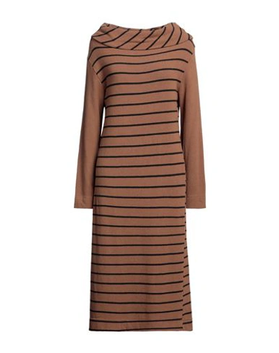 La Fabrique Woman Midi Dress Brown Size S Cotton, Synthetic Fibers, Elastane, Polyester, Nylon