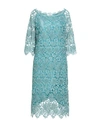 Charlott Woman Midi Dress Turquoise Size 14 Viscose In Blue